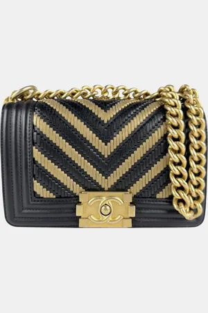 CHANEL /Gold Leather Boy Chain Shoulder Bag