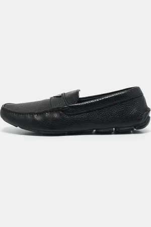 Prada Leather Triangle Logo Driver Slip On Loafers Size 43.5