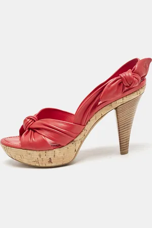 LOUIS VUITTON Leather Platform Slingback Sandals Size 38.5