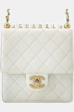 CHANEL Goatskin Chic Pearls Clutch On Chain