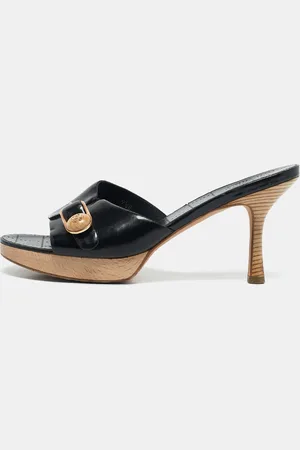 CHANEL Patent Leather Platform Slide Sandals Size 39.5