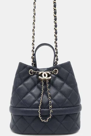 CHANEL Navy Leather Chain Shoulder Bag