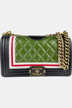 CHANEL Black Leather Boy Chain Shoulder Bag
