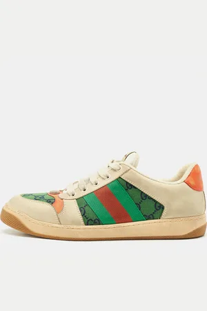 Gucci GG Canvas and Nubuck Leather Screener Sneakers Size 41.5