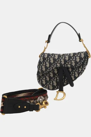 Dior Christian Navy Oblique Jacquard Saddle Bag