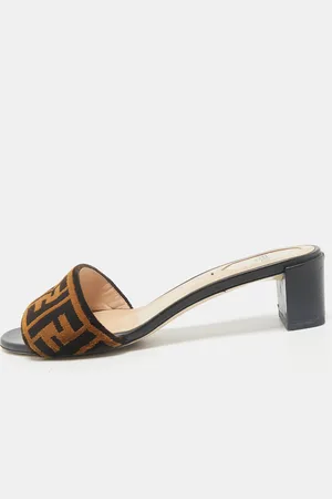 Fendi Zucca Velvet Slide Sandals Size 38.5