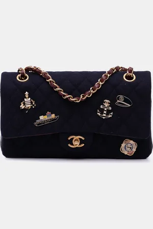 CHANEL Wool Paris-Hamburg Charms Medium Classic Double Flap