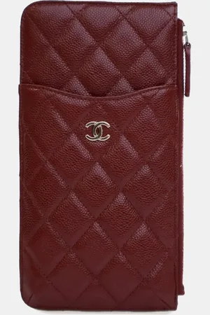 CHANEL Caviar CC Quilted Flat Phone Case Wallet Pouch