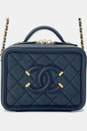 CHANEL Caviar Leather CC Filigree Vanity Chain Shoulder Bag