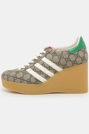 Gucci X Adidas Coated Canvas GG Canvas Wedge Sneakers Size 41