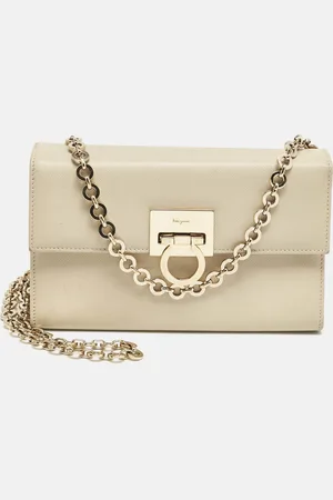 Salvatore Ferragamo Leather Gancini Chain Clutch