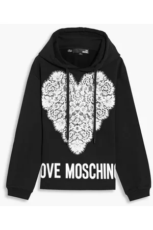 Love Moschino Women Hoodies - Printed French cotton-terry hoodie