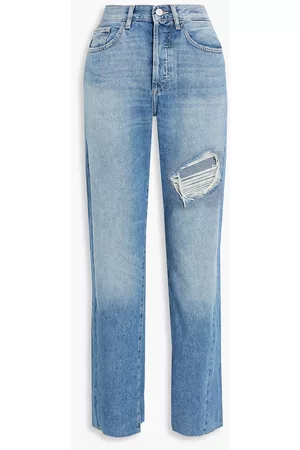 DL1961 Women Straight - Emilie distressed high-rise straight-leg jeans - Blue