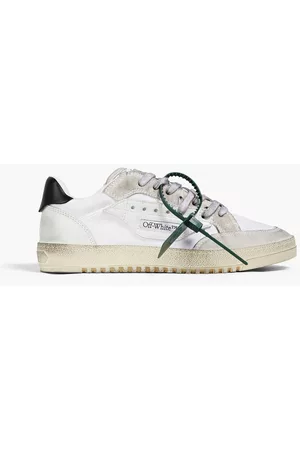 OFF-WHITE Men Sneakers - 5.0 distressed suede, leather and canvas sneakers - Gray