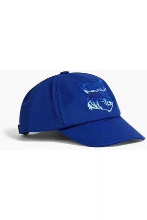Maison Kitsuné Men Caps - Embroidered cotton-blend twill baseball cap - Blue