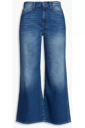 7 for all Mankind Women Bootcut & Flares - Cropped faded high-rise flared jeans - Blue