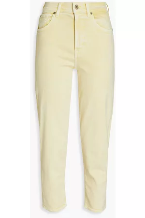 7 for all Mankind Women Straight - Malia cropped high-rise straight-leg jeans - Yellow