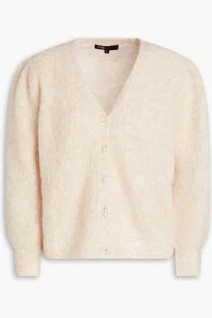 Maje Embellished Wool-Mohair Blend Cardigan - Neutrals