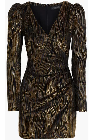 Rachel Zoe Women Party Dresses - Amari ruched metallic devoré-velvet mini dress