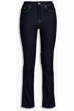 7 for all Mankind Women Straight - Low-rise straight-leg jeans - Blue