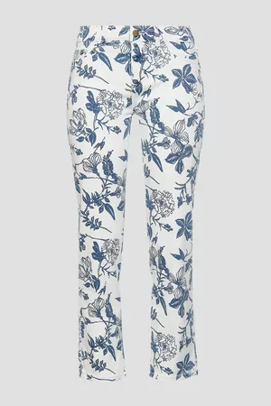 DL1961 Women Straight - Floral-print high-rise straight-leg jeans - Blue