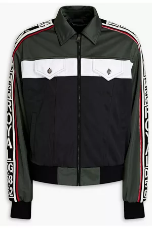 Dolce & Gabbana Men Jackets - Jacquard-trimmed color-block satin-jersey track jacket - Green