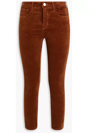 L'Agence Women Slim Pants - Cropped cotton-blend velvet skinny pants