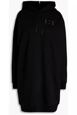 McQ Women Dresses - Appliquéd French cotton-terry hooded mini dress