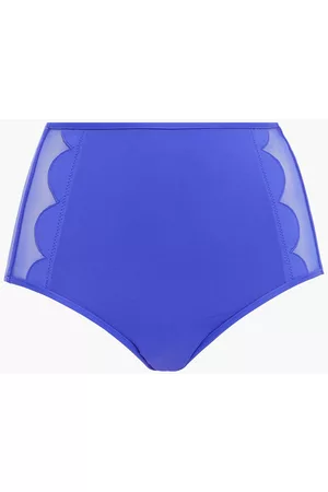 Seafolly Women High Waisted Bikinis - Mesh-paneled scalloped high-rise bikini briefs - Blue