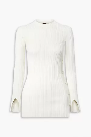 ADAM LIPPES Women Tunics - Ribbed cotton-blend tunic - White