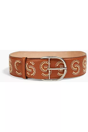 Roberto Cavalli Women Belts - Studded pebbled-leather belt - Brown