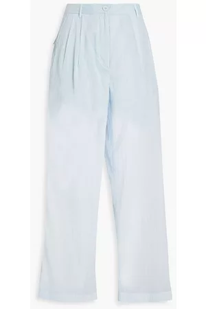 McQ Women Pants - Pleated ripstop straight-leg pants - Blue