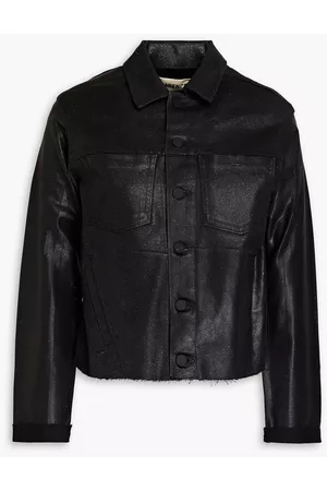 L'Agence Women Denim Jackets - Janelle glittered coated denim jacket