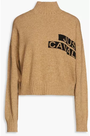 Roberto Cavalli Women Turtlenecks - Mélange jacquard-knit turtleneck sweater - Neutral