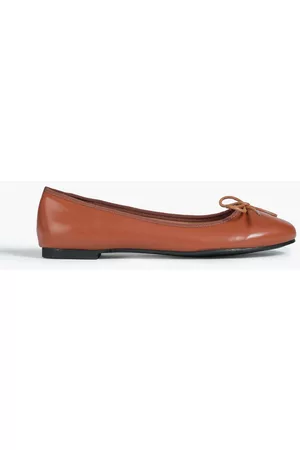 French Sole Women Ballerinas - Amelie bow-embellished leather ballet flats - Brown