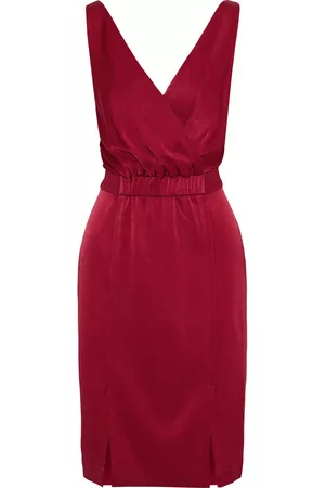 Rachel Zoe Women Work Dresses - Norah wrap-effect satin-crepe dress - Red