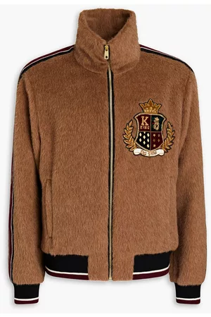 Dolce & Gabbana Men Jackets - Logo-appliquéd brushed alpaca and wool-blend jacket - Brown