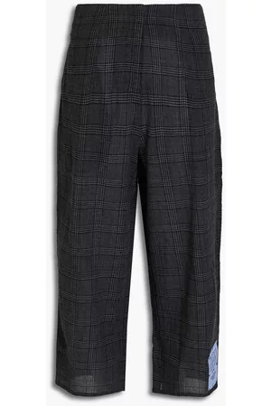 McQ Women Formal Pants - Cropped Prince of Wales checked cotton and wool-blend wide-leg pants