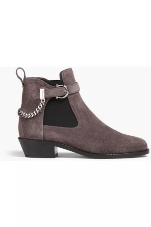 Salvatore Ferragamo Women Ankle Boots - Embellished suede Chelsea boots - Gray