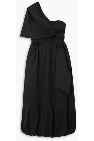 tibi Women Midi Dresses - One-shoulder draped cotton-poplin midi dress