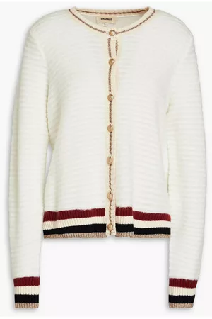 L'Agence Women Cardigans - Archer striped knitted cardigan - White