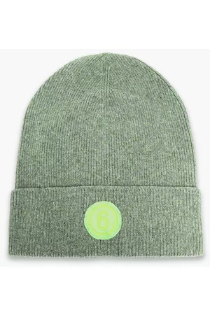 Maison Margiela Women Beanies - Mélange wool-blend beanie - Green