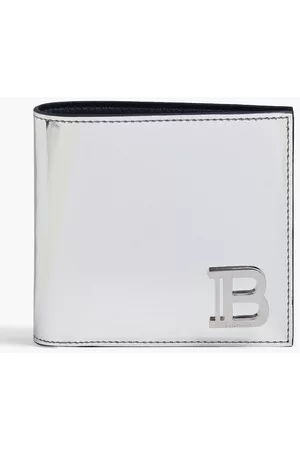 Balmain Men Wallets - Logo-appliquéd mirrored-leather wallet - Metallic