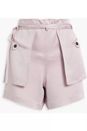 VALENTINO Women Shorts - Layered hammered satin shorts - Purple