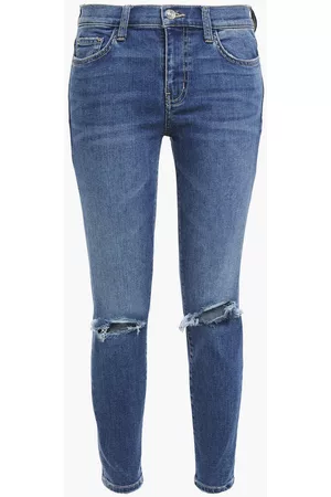 Current/Elliott Women Skinny - The Stiletto cropped distressed mid-rise skinny jeans - Blue