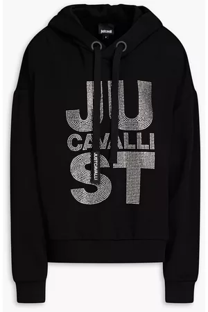 Roberto Cavalli Women Hoodies - Oversized crystal-embellished French cotton-terry hoodie