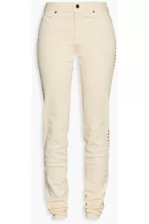 Roberto Cavalli Women Slim - Studded mid-rise slim-leg jeans - White