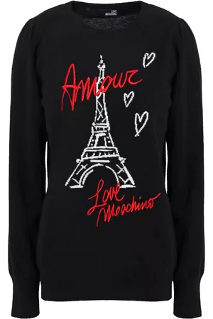 Love Moschino Women Embroidered intarsia wool-blend sweater