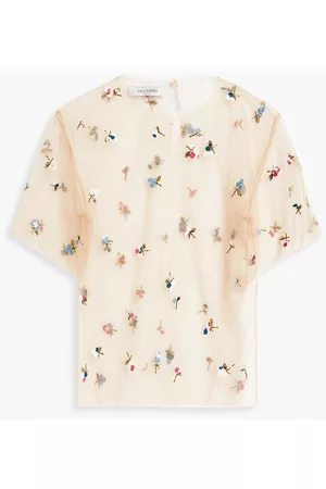VALENTINO Women Tops - Bead-embellished tulle top