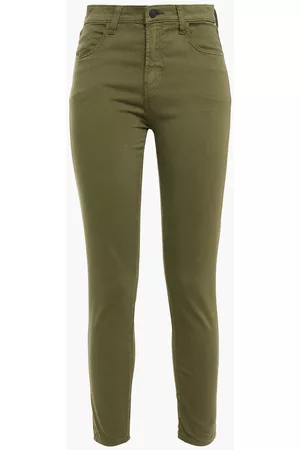 J Brand Women Slim Pants - Cropped cotton-blend skinny pants - Green